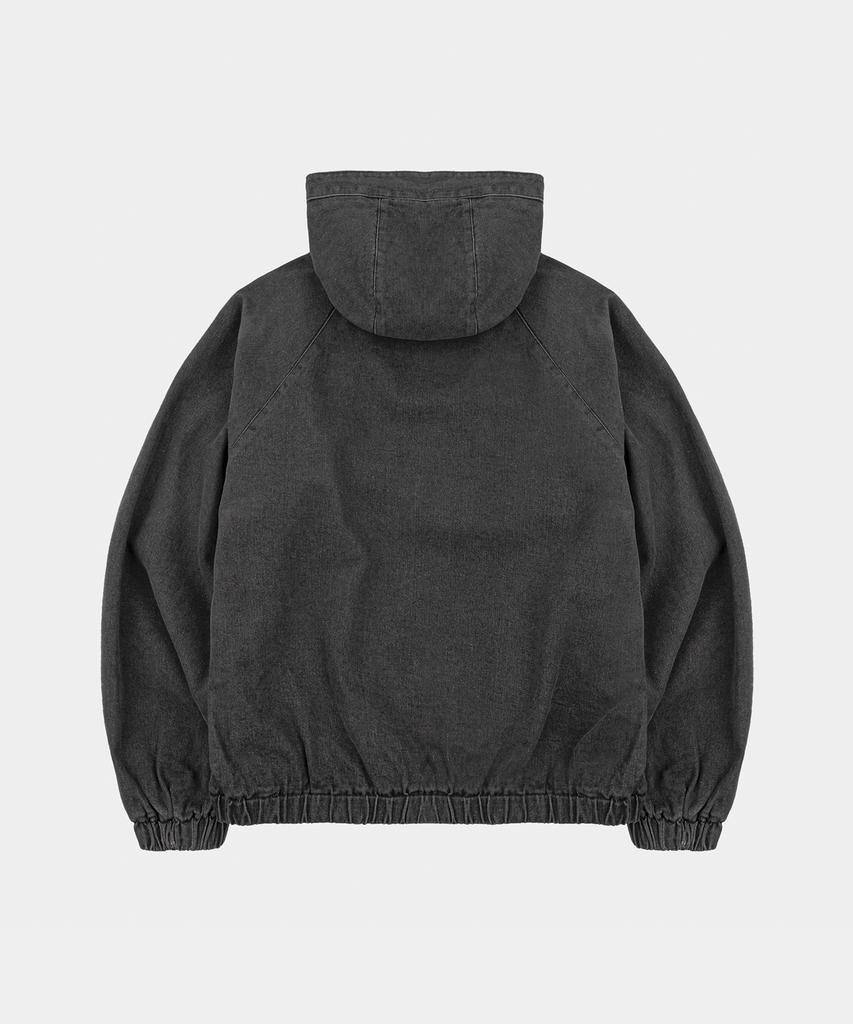 LETTERCOMO Washed Denim Zip-Up Black