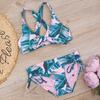 Tropical Leaf Girl Bikini Set Knot Front Girls Swimsuit Kids 7-14 Years Two Piece Children's Swimwear Sexy Girls Bathing Suits