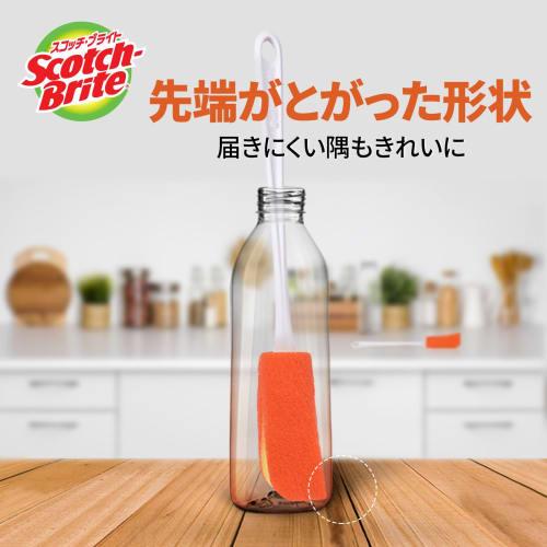 3M Sponge Dishwashing Brush Water Bottle Amazing Bottle Washing Replacement Orange Scotch Bright MBC-03K-R