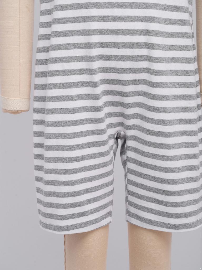 Unisex dětské adaptivní oblečení pro speciální potřeby Kulatý výstřih Krátký rukáv Délka ke stehnům Pruhovaný zadní díl Neviditelný zip Pruhovaný overal