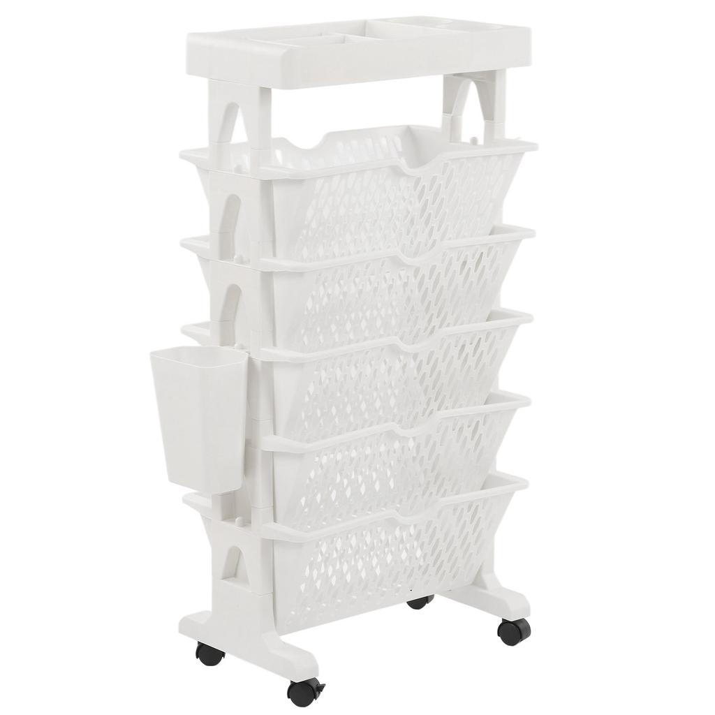 Movable Bookshelf 6 Tier Large Capacity Thickened Multifunctional Rolling Book Rack for Deskside Living Room