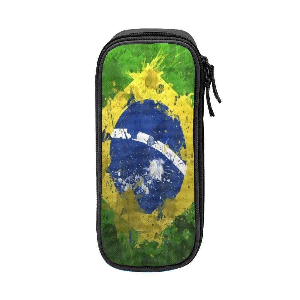 Brasil Flag Merch Pen Box Large-capacity For School Pen Case Gift
