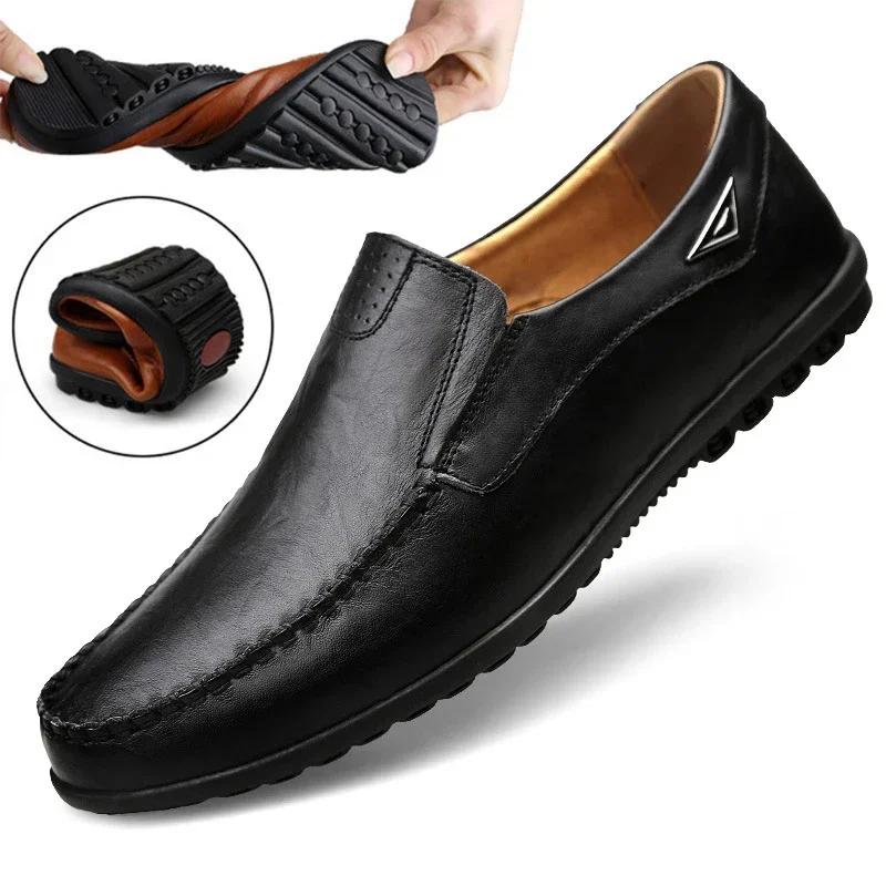 Fashion Luxury Handmade Leather Shoes for Men Men's Casual Shoes Slip on Loafers Lightweight Driving Shoes Men Flats Moccasins Hombres