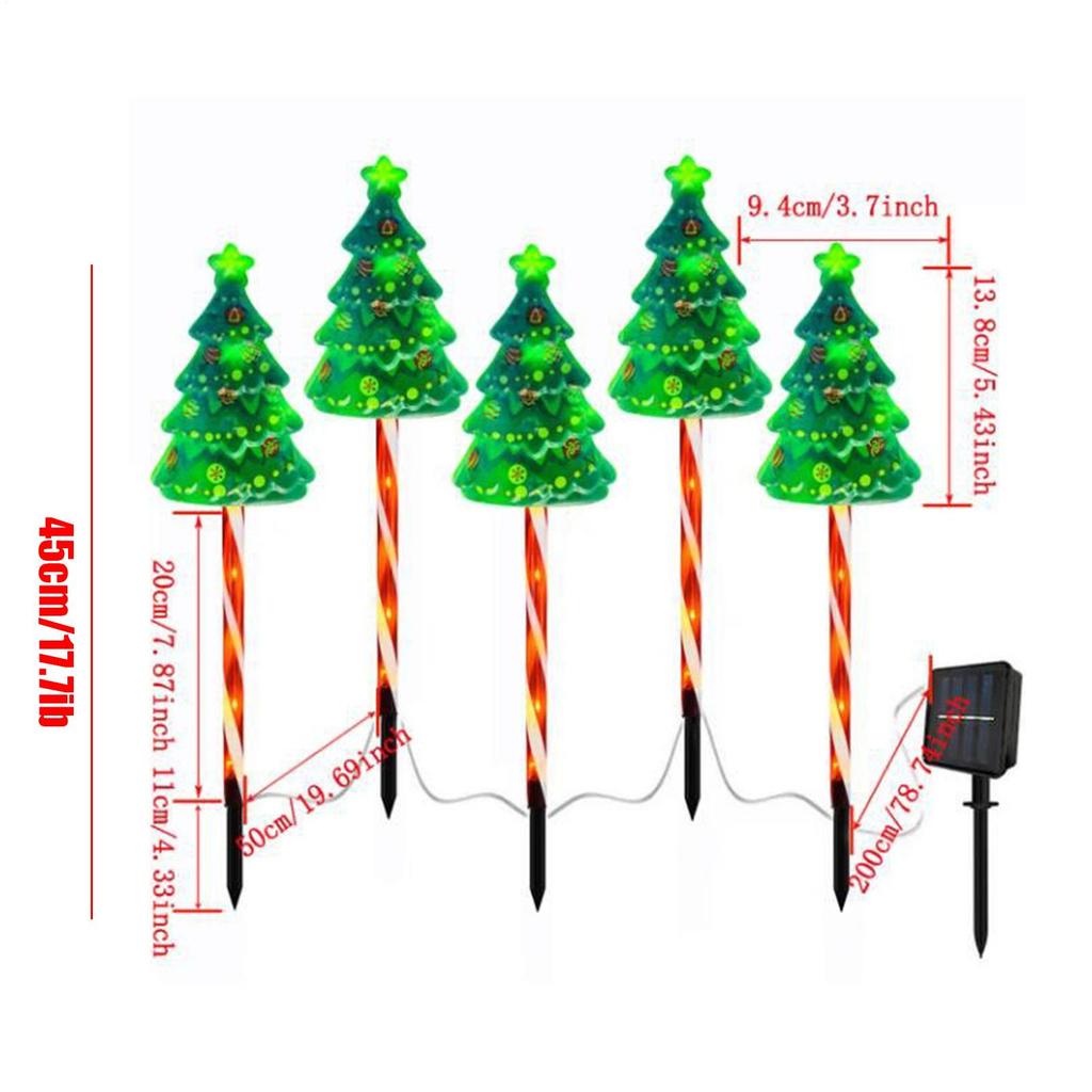 Christmas Tree Pathway Light 600mAh Solar Powered Waterproof Outdoor Christmas Decorations for Yard Driveway Pathway Front Door