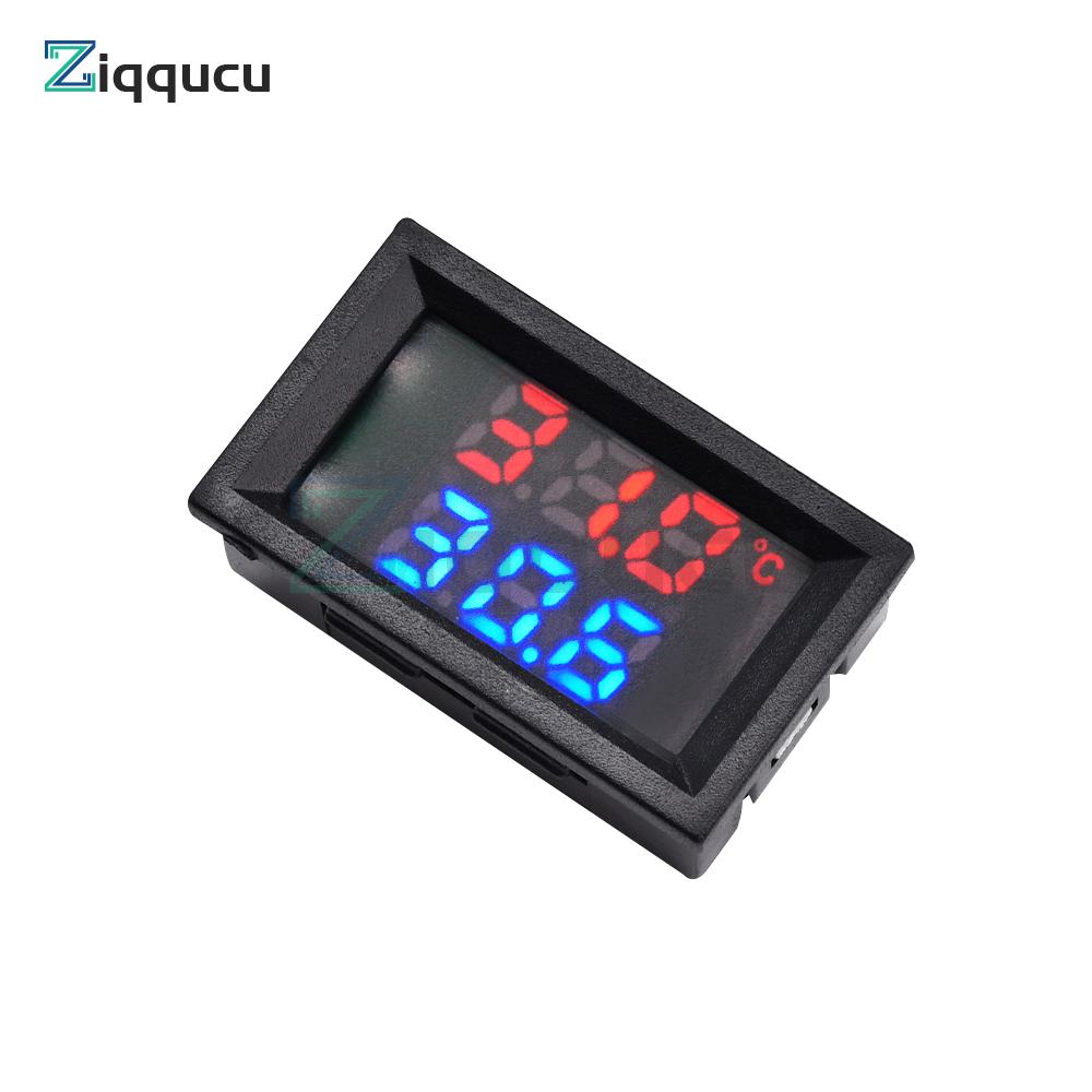 DC4-30V DC LED Display Dual Digital Temperature Red Blue Green Digital Temperature Sensor With NTC 10K 3950 Probe Cable