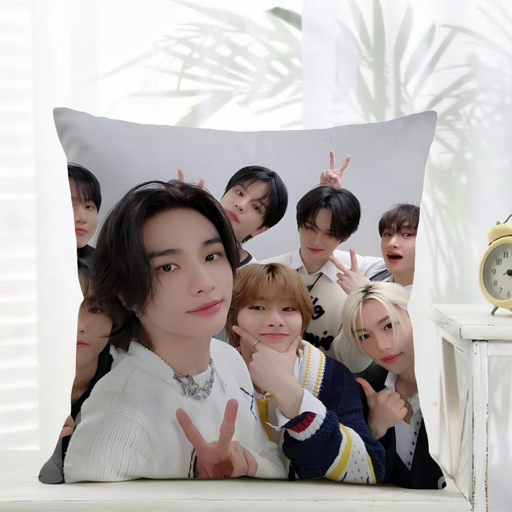 SStray Kids Cushion Cover Daily Washable Linen Pillowcase Soft for Sofa Bed Home Room Decor