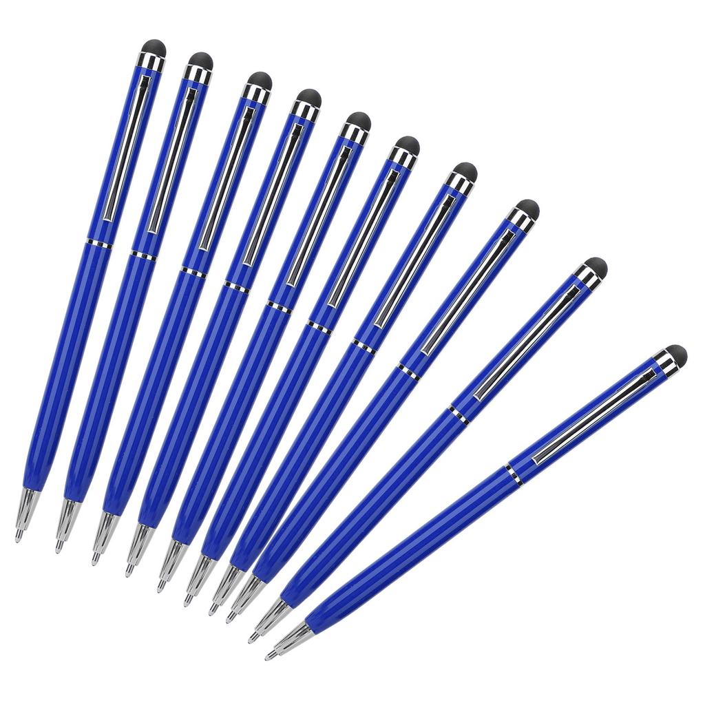 10 Adet Kalem 2'si 1 Arada Kapasitif Dokunmatik Ekran Tükenmez Kalemler Metal Bilgisayar AksesuarlarıMavi