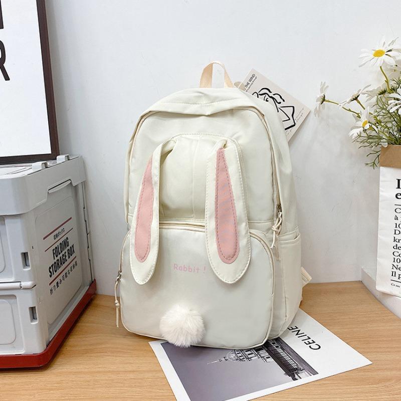 Japanese Korean Style Large Capacity Backpack Cute Bunny Print School Bag for Girls