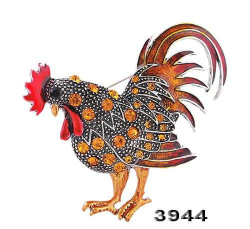 Trendy Big Rooster Brooch French Jewelry Fashion Multicolor Crystal Rhinestone Brooches Female Animal Brooches For Women оранжевый