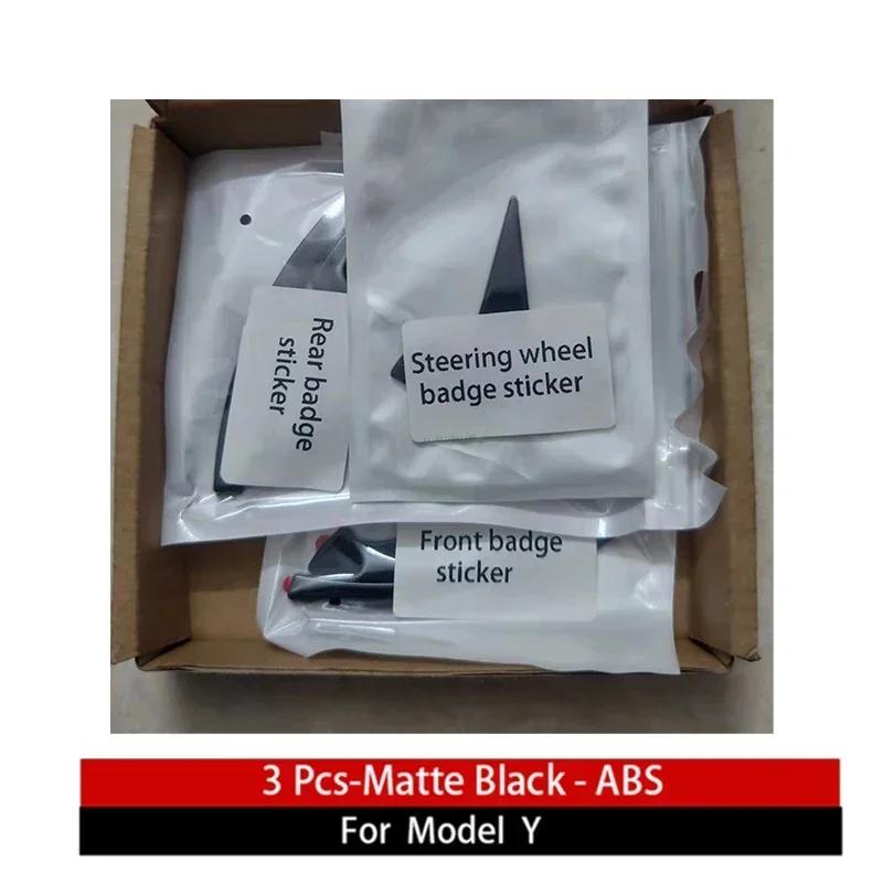 

For Tesla Tesla High Quality ABS Three Piece Set Sticker Model 3 Y Auto Logo Steering Wheel Modified Tail Box Car Accessories