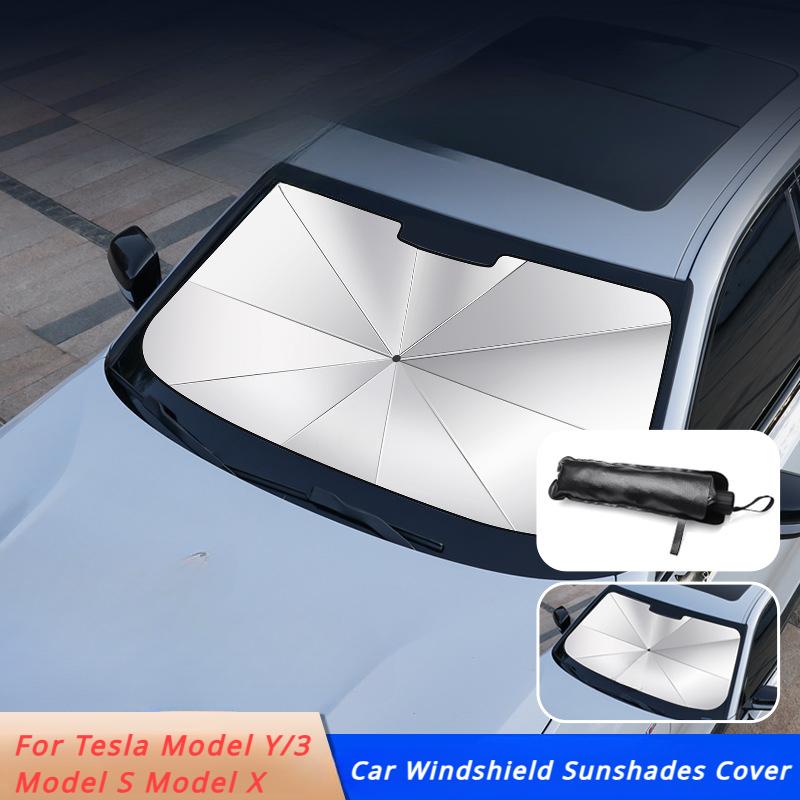 Foldable Sun Shade Umbrella Sunblind Front Window Sun Protection for Tesla Model S X Model Y 3 Car Windshield Sunshades Cover