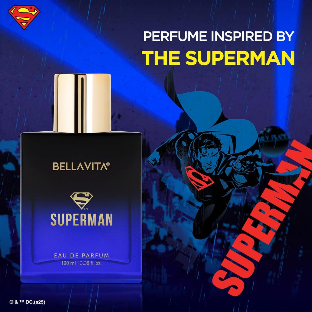 SUPERMAN | Långvarig EDP 100ml Parfym för män | Bergamott, Jasmin och Mysk | Premiumdoft för män
