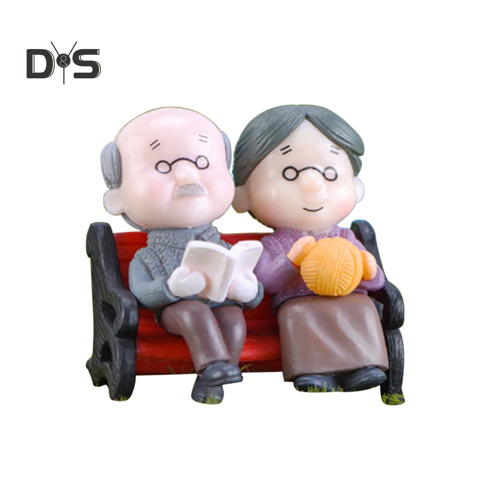 Decorations Home Mini Park Bench Grandpa Grandma Model Miniature Landscape Garden Decor Ornament