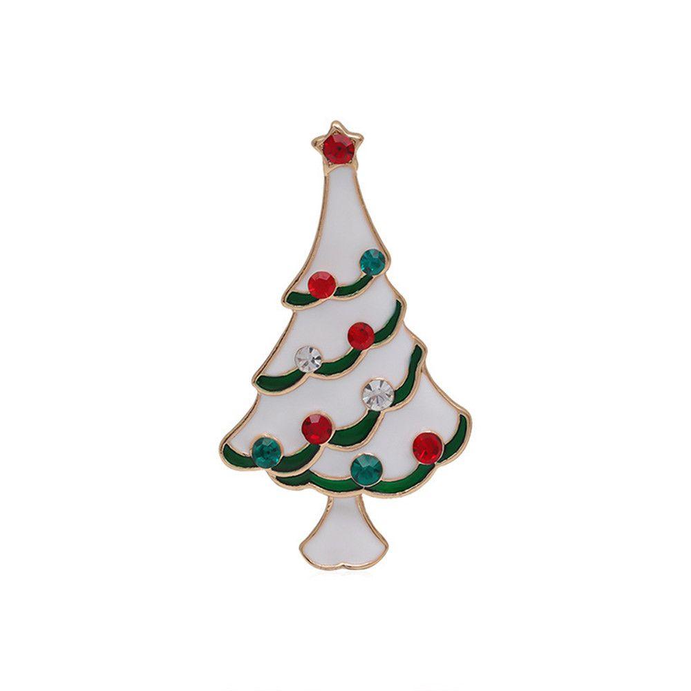 Tree Rhinestone Santa Claus New Year Pin Christmas Decoration Jewelry Gift Christmas Brooches