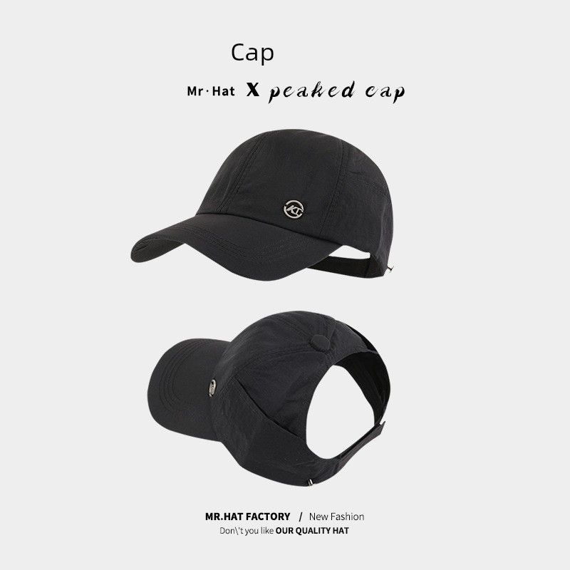 

Hat Female Summer Easiest for Match Can Tie Ponytail Visor Peaked Cap K-style Breathable Sun Hat Sports Quick-Drying Baseball Cap 426 Black Empty Cap One size