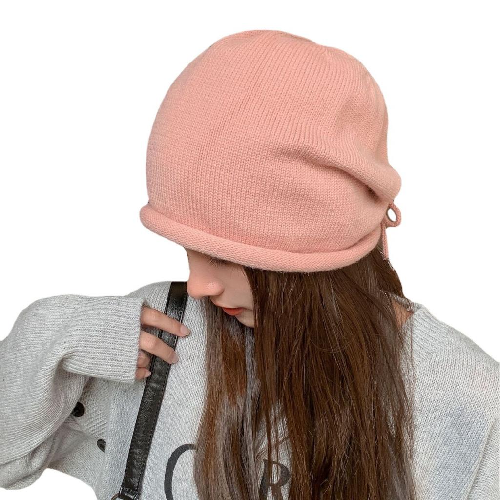 Duoduo Hat with Big Head Circumference Versatile Casual Cold Hat Warm Hat Couple Ear Protection Knit Hat Showing Small Face