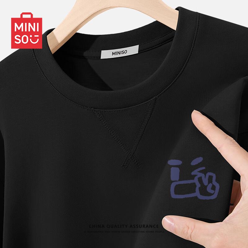 MINISO Men s Heavyweight Cotton Long Sleeve Graphic T-shirt M