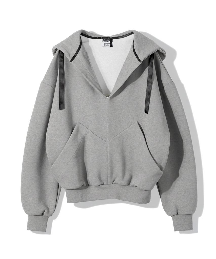 V-Shaped Pocket Hoodie - Melange