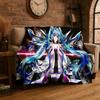 Music Girl M-MIKU Cartoon Flannel Blanket Soft Warm Throw Blanket for Bedroom Living Room Bed Travel Camping Picnic Gift