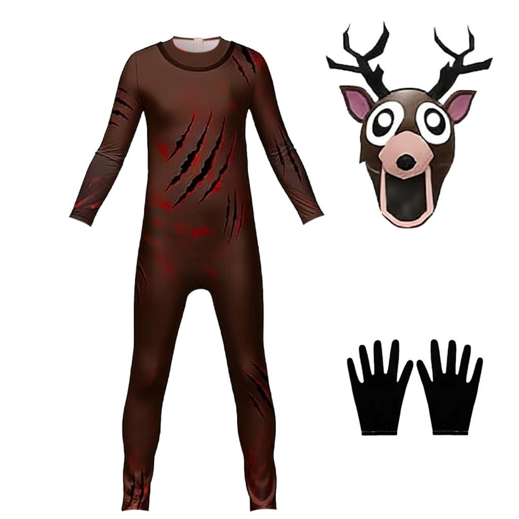 

Kids Boys Girls 99 Nights In The Forest Print Long Sleeves Jumpsuit Mask Sets Halloween Cosplay Costumes 110cm