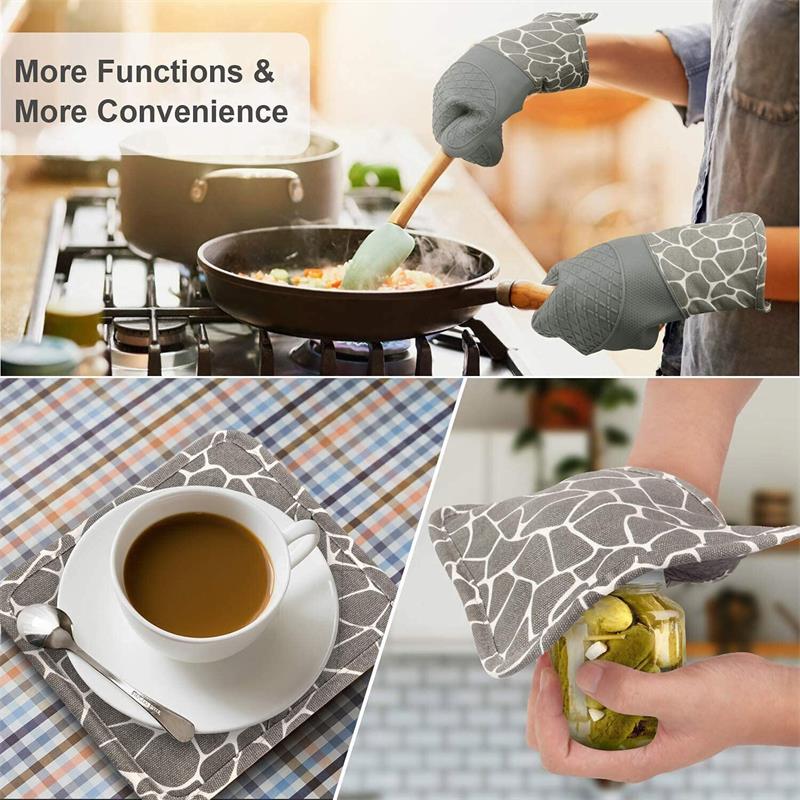 1 pár silikonových rukavic do trouby nepromokavé tepelně odolné protiskluzové rukavice na grilování