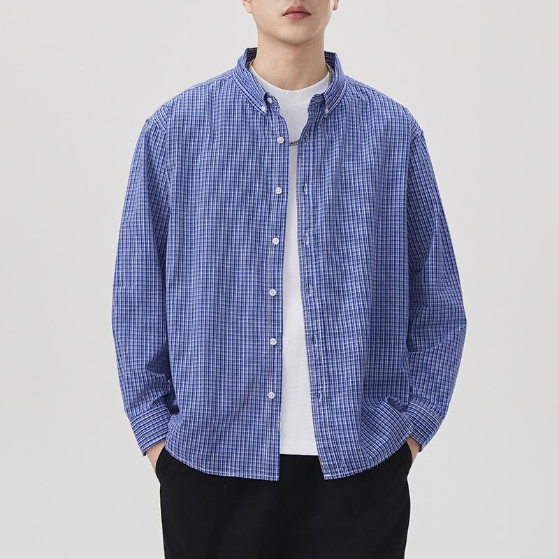 Japanisches Karo-Baumwollhemd Herren Trendig Vielseitig Locker Lässig Amerikanisch Frühling Neues Hemd