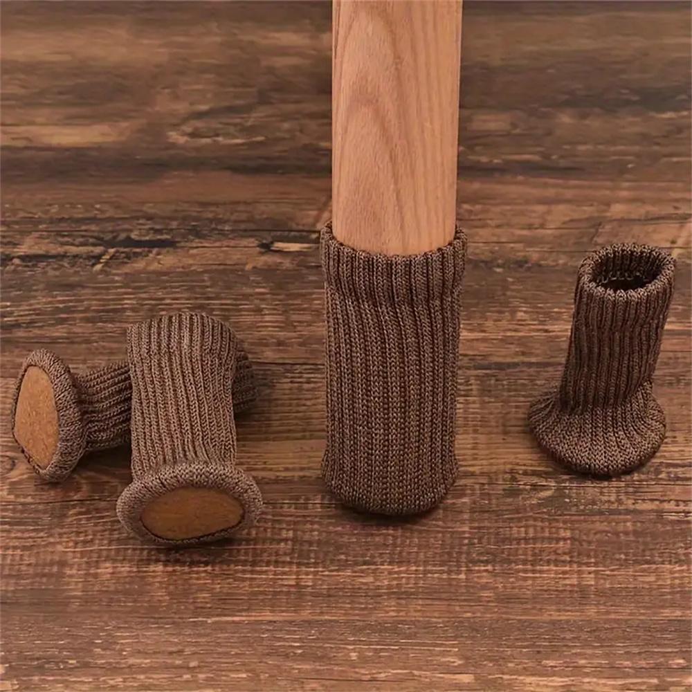 100pcs Cloth Table Chair Leg Socks Woolen High Elastic Floor Protectors Non-Slip Chair Leg Feet Covers Knitted Furniture Pad Set