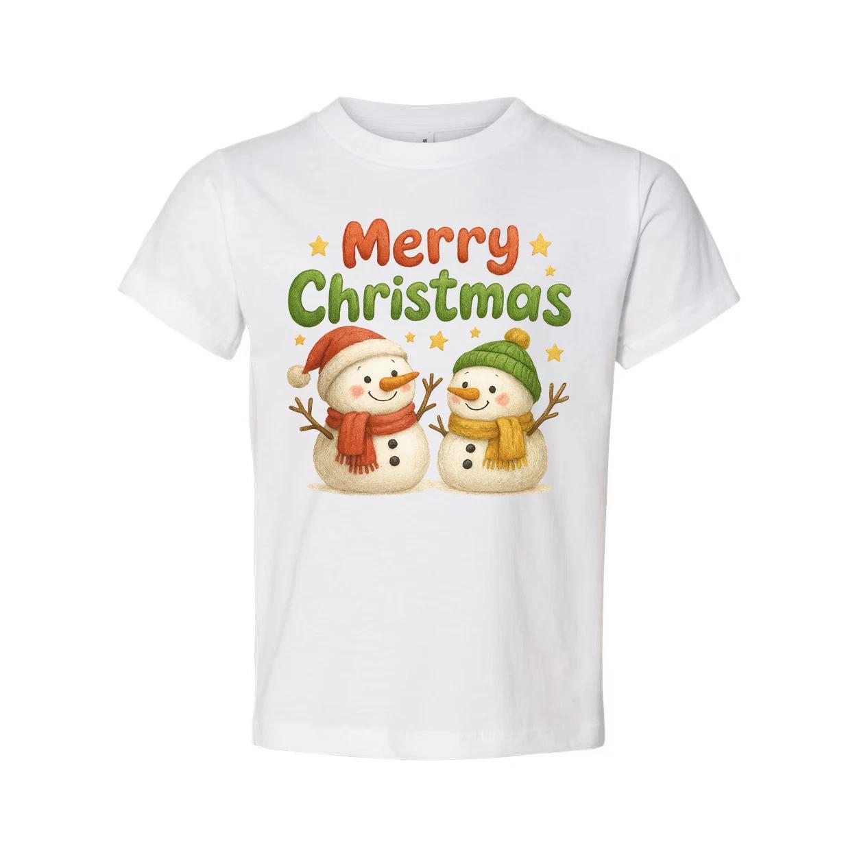 

Merry Christmas Unisex T Shirt With Snowmen Graphic Design For Holidays And Wint M