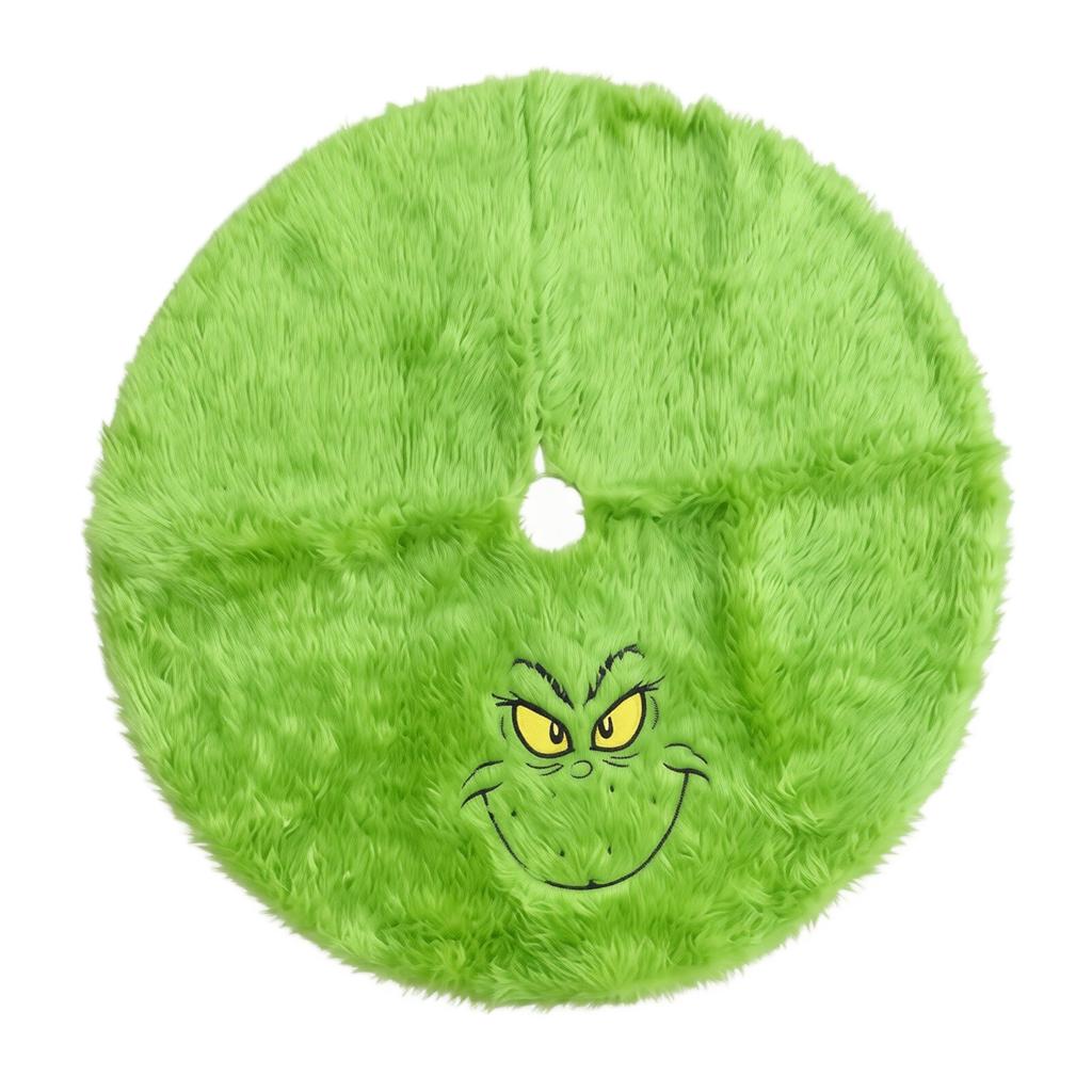 Green Plush Christmas Tree Skirt, Fuzzy Holiday Decoration for Festive Christmas Home Decor