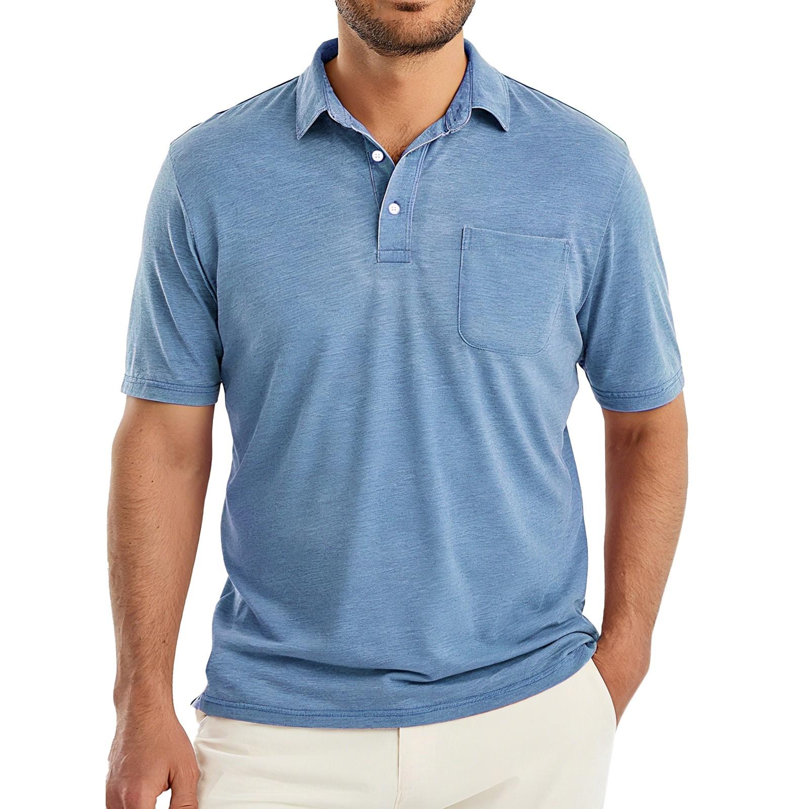 

Мужской летний однотонный топ с пуговицами, карманом, лацканами, свободного кроя, с короткими рукавами XXL синий