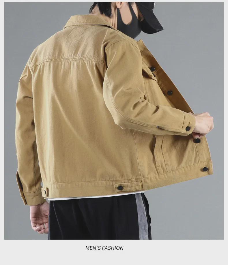 Men's Black Denim Jacket - Casual Workwear for Spring & Autumn