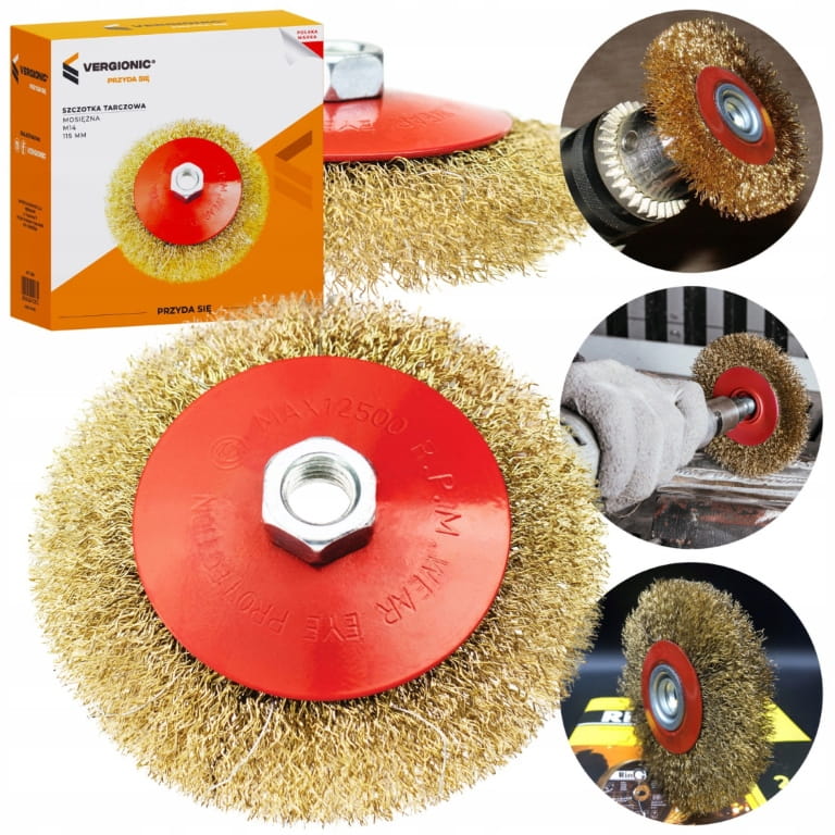 Rotary Brush for Drill, Brass, M14, Steel