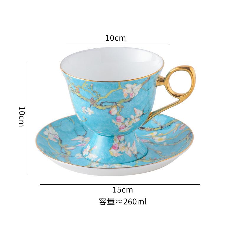 Meidao Apricot Flower High-Footed Coffee Cup High-Value British Afternoon Tea Tea Set High-End Exquisite Bone China Cup
