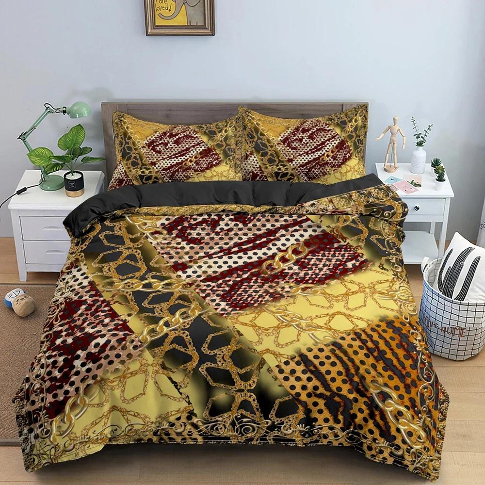 3D Chain Pattern Bedding Set Duvet Cover Comforter Covers For Bedroom Twin King Size Soft Quilt Cover With Pillowcase 2/3 Pcs