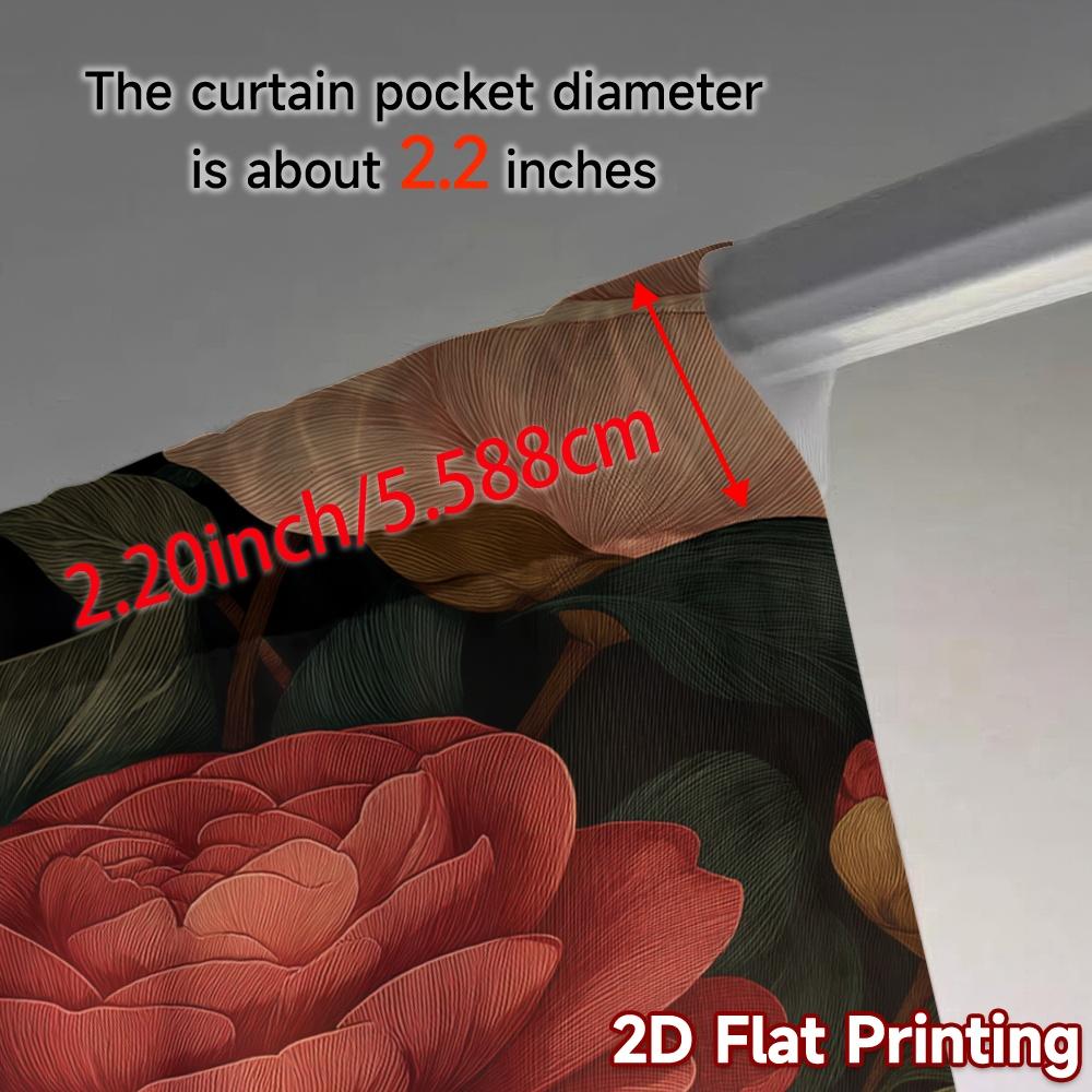 Set Of 2 Flat Printing Curtains Without Rod Floral Rose Arrangement Valentine Is Day Festival Creative Versatile Curtain Polyester