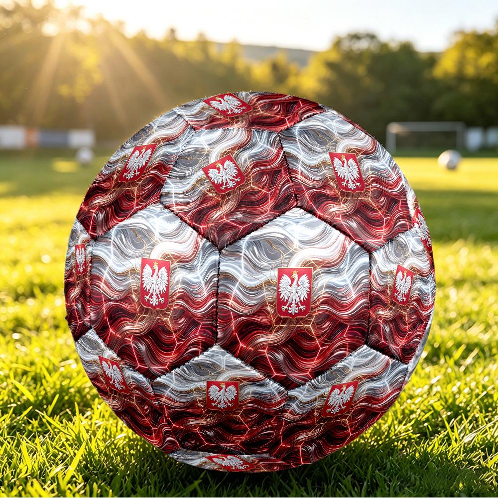 Poland Football Printed Size 5 Soccer Ball Wear Resistant Standard Adult Training Football Fan Gift for Indoor Outdoor Match Sports