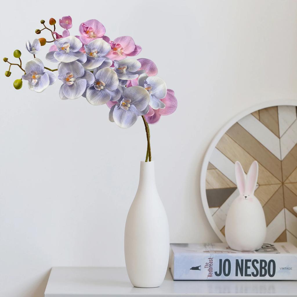 104cm 9-Heads Artificial Butterfly Orchid Fake 3D Phalaenopsis Simulation Flower Real Touch Plants Wedding Home Garden DIY Decor