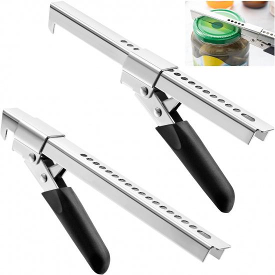 Dreyoo 2 Pack Adjustable Jar Can Opener, Multifunctional Stainless Steel Can Opener with Jar Gripper, Comfortable Grip Jar Lid Opener for Weak Hands,