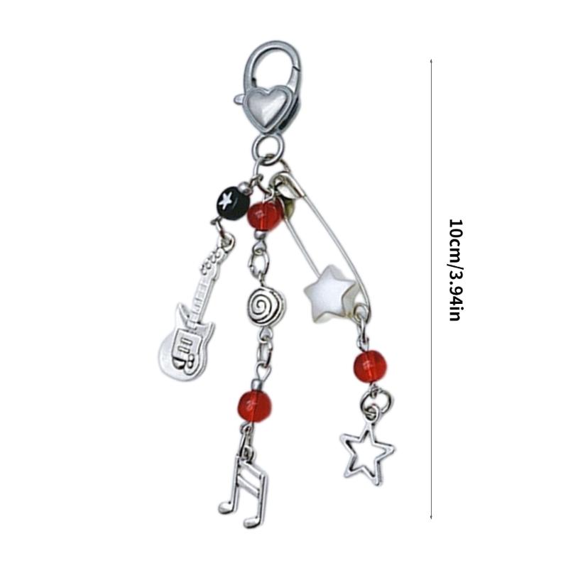 Cool Rock Style Guitar Bead Cellphone Strap Keyring Beads Phone Charm Guitar Bead Keychain for Fashion Accessories