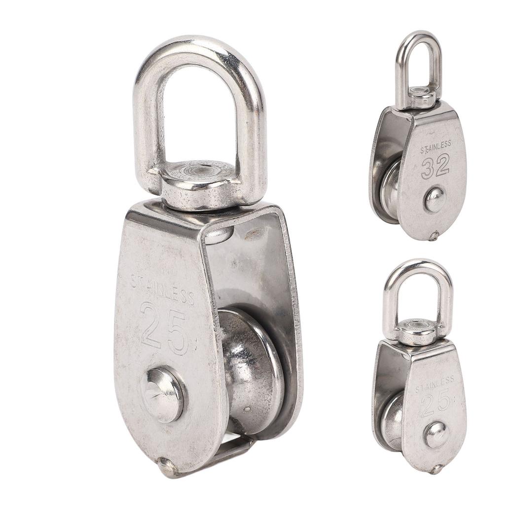 Marine Pulley Stainless Steel Lifting Single Pulley Block Wire Rope Hanging Towing Wheel for Sailboa