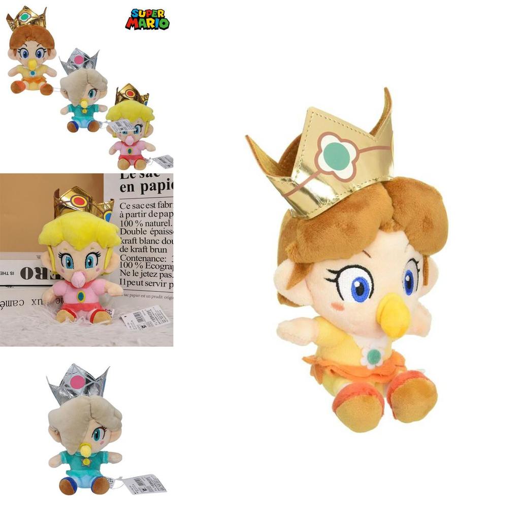 Piccola bambola di peluche di Mario e della Principessa, 6 pollici, morbida e coccolosa, per bambini e collezionisti, ispirata a un personaggio dei cartoni animati