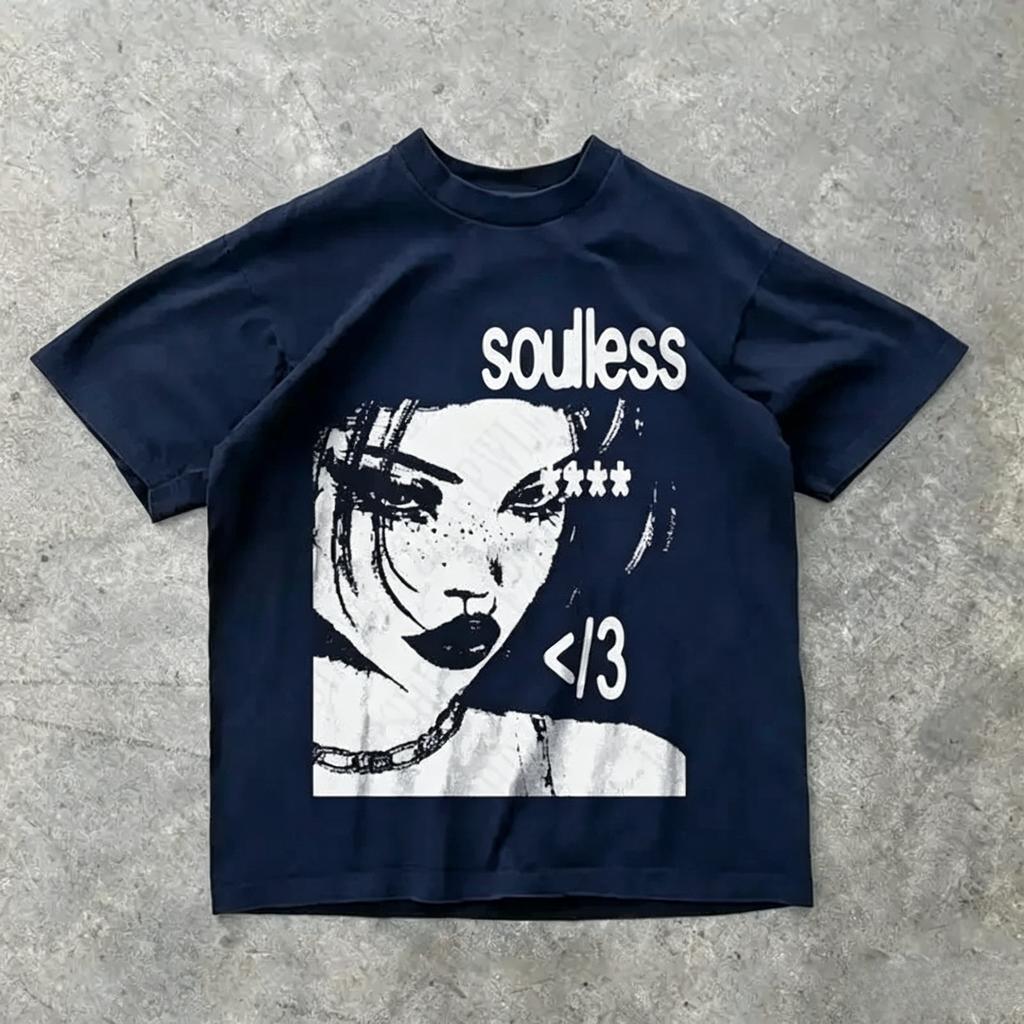 Punk Aesthetics Graphic Print Cotton TShirt Oversized Rock Goth Tee Fashion Hip Hop 2000s Retro Streetwear Unisex Unisex Emo Tops