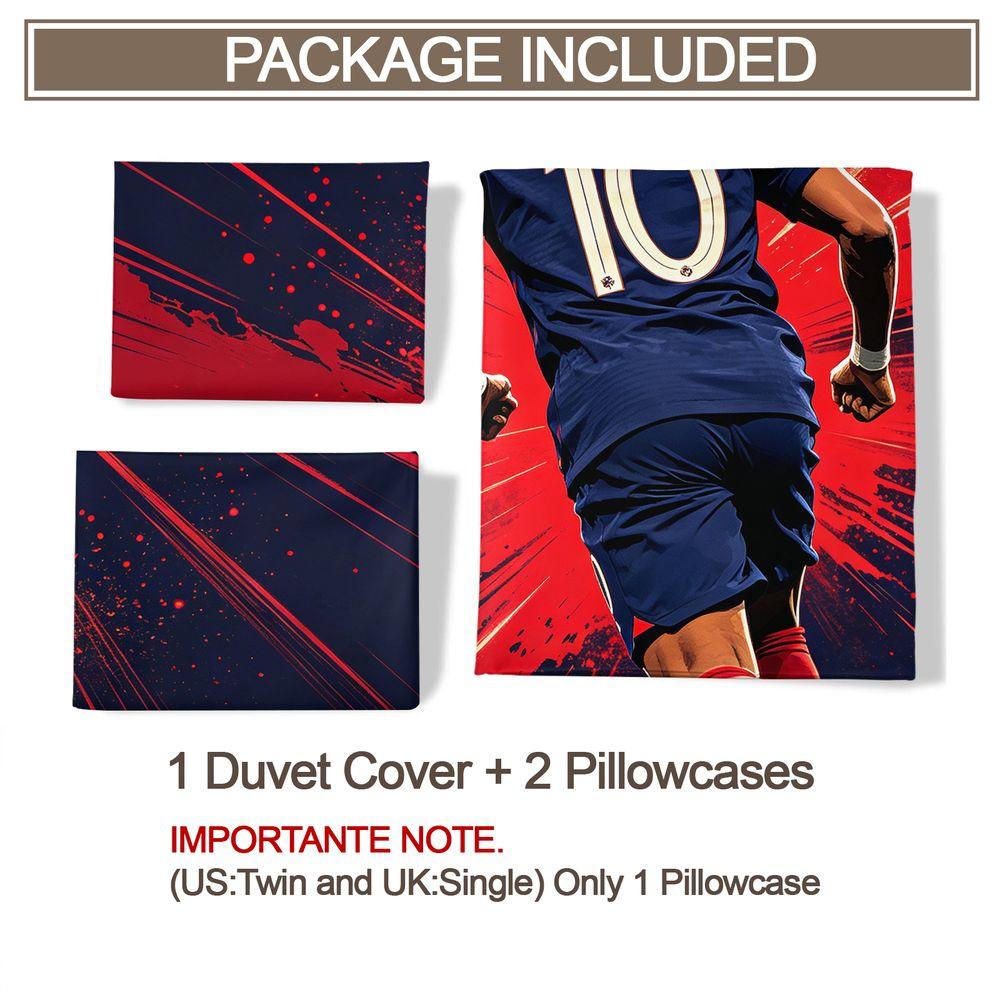Soccer Player 10 Blue Red Gold Duvet Cover Set Dynamic Sports Bedding Set Digital Print for Teen Bedroom Home Decor