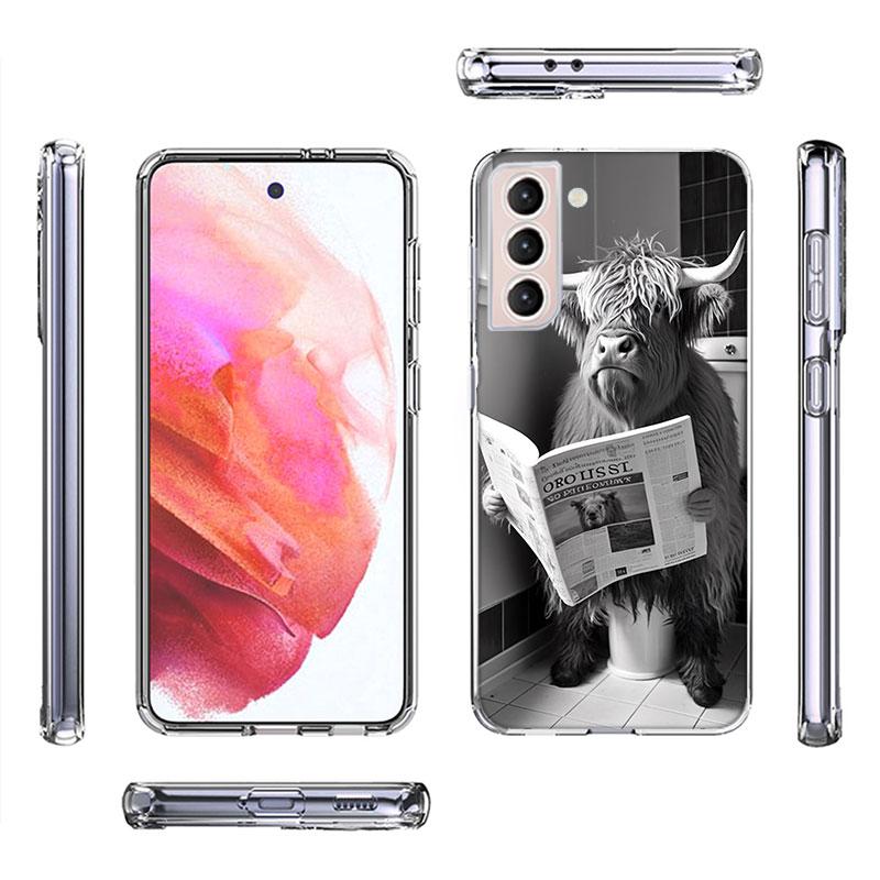 Cute Highland Cow Phone Case For Samsung Galaxy S25 Edge S24 S23 FE S21 S20 S10 Plus S22 S26 Ultra Cover Clear Cases TPU Capa Sh