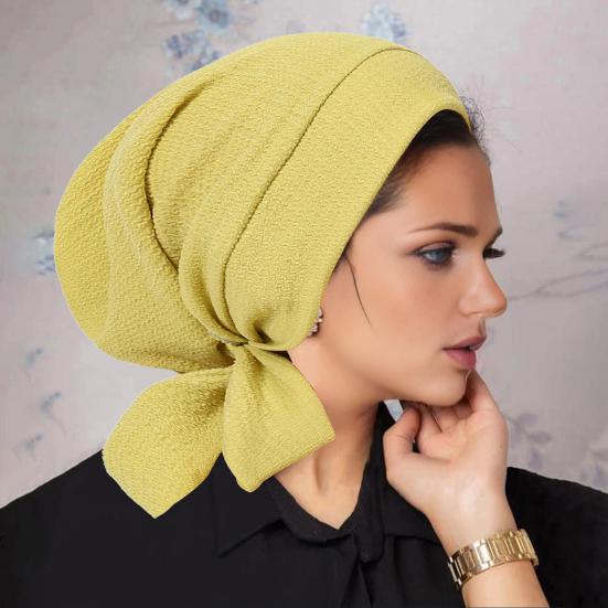 Turban Hat Lightweight Loose Fit Fully Cover Stretchy Knit Headscarf Pure Color