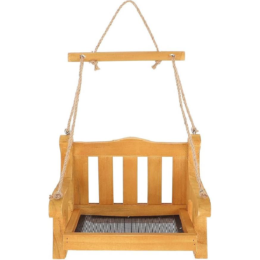 POPETPOP Hanging Bird Feeder, Wooden Chair-Shaped, Multiple Feeding Spots, Attracts Various Birds, Durable, Blue, 6.89 X 5.51 X 4.725 Inches