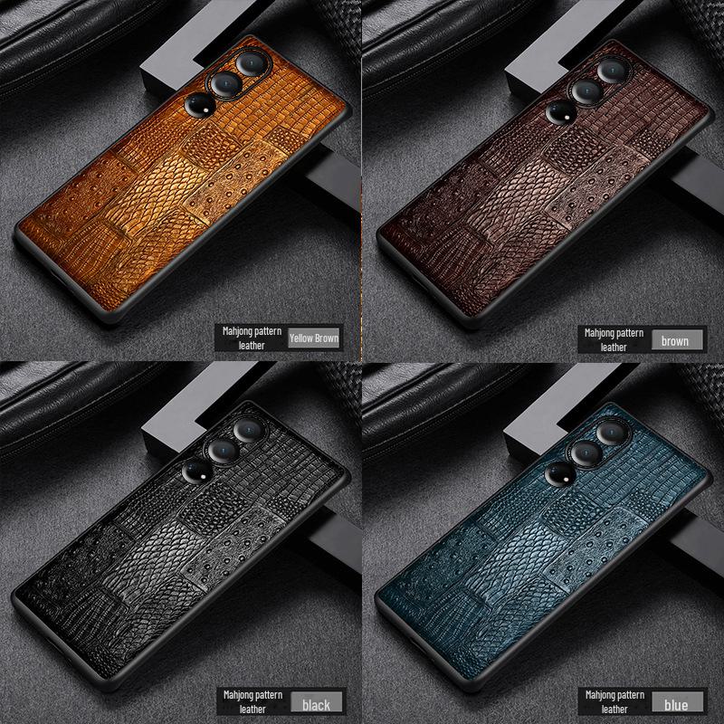 

Чехол-накладка из натуральной кожи для Honor Play 40 - защитный чехол из воловьей кожи с зернистой отделкой Honor Play 40 чёрный