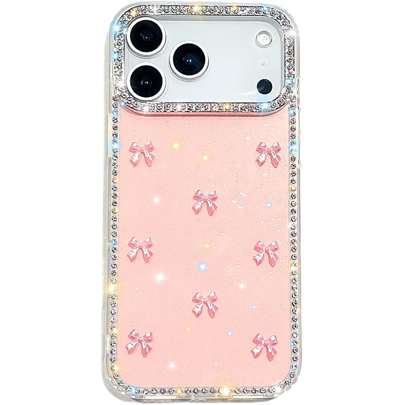 Applicable To Apple 17promax Flash Diamond Mobile Phone Case Samsung S26Ultra Bow iPhone17E Three-dimensional A17