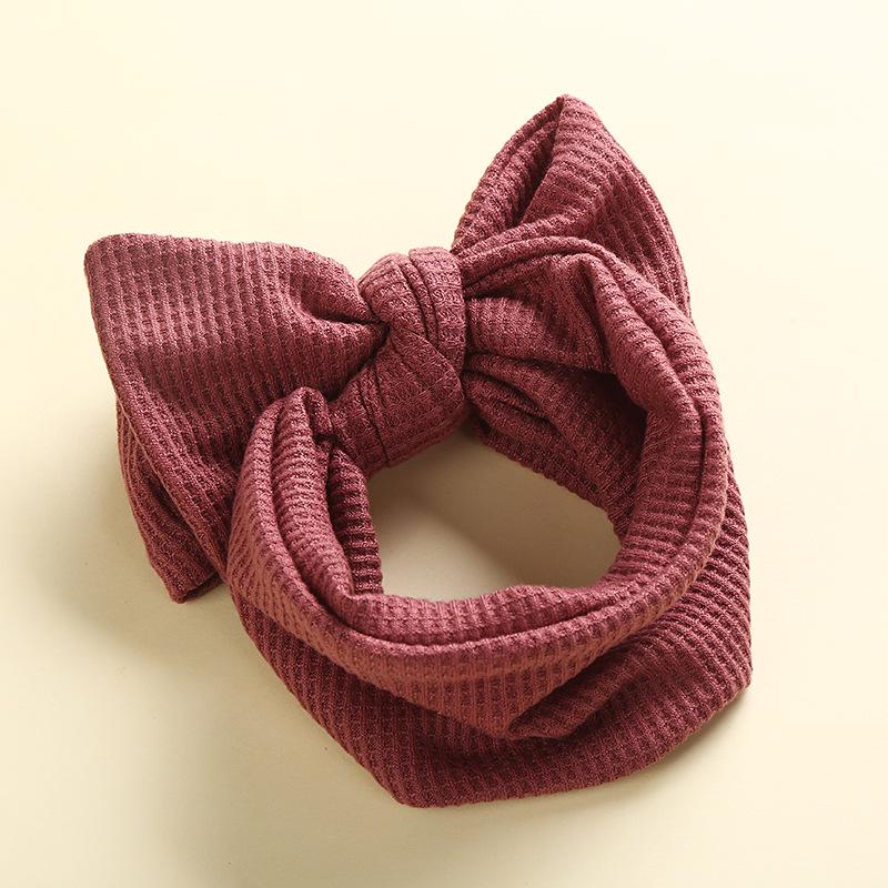 European & American Handmade Baby Hair Accessory: Large Bow Double Layer Waffle Texture Headband for Kids