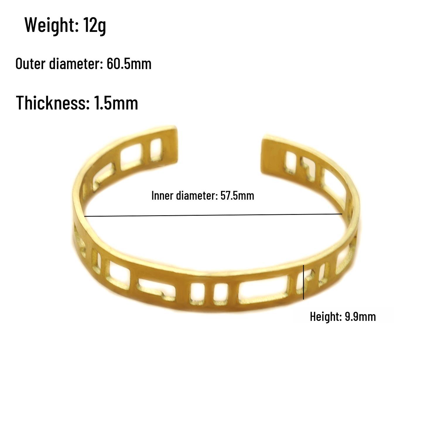 2024 New Retro Classic Hollow Half-Open Copper Bracelet Accessories